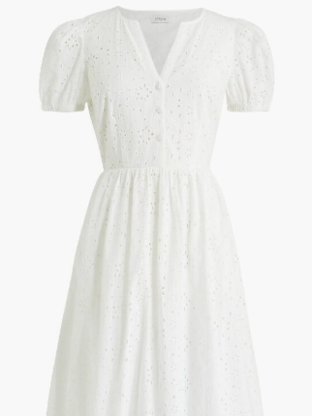 J. Crew White Eyelet Puff Sleeve Midi Dress
